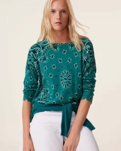 Kujten Sweaters & Sweatshirts>Women Round Neck Cashmere Sweater, 2-Threads Vert Perroquet