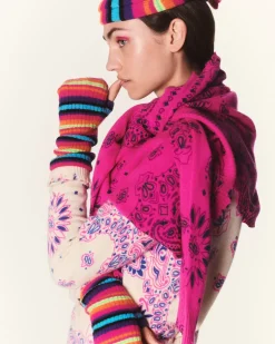 Kujten Sweaters & Sweatshirts>Women Round Neck Cashmere Sweater, 2-Threads Rose Neon