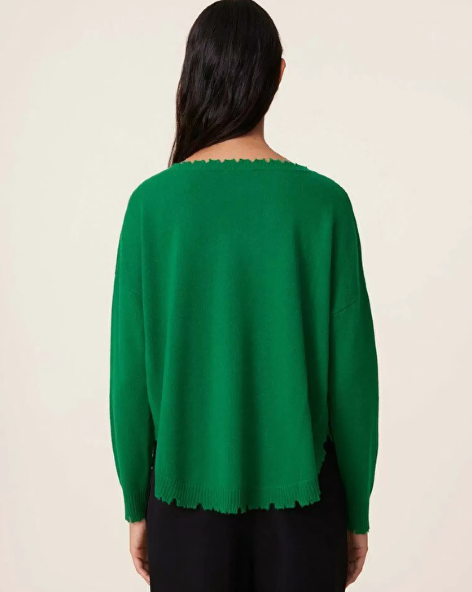 Kujten Sweaters & Sweatshirts>Women Round Neck Cashmere Sweater, 2-Threads Vert Imperial