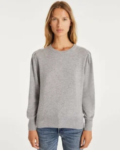 Kujten Sweaters & Sweatshirts>Women Round Neck Cashmere Sweater Gris Chine