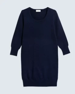 Kujten Dresses & Skirts>Women Round Neck Cashmere Dress Bleu Marine