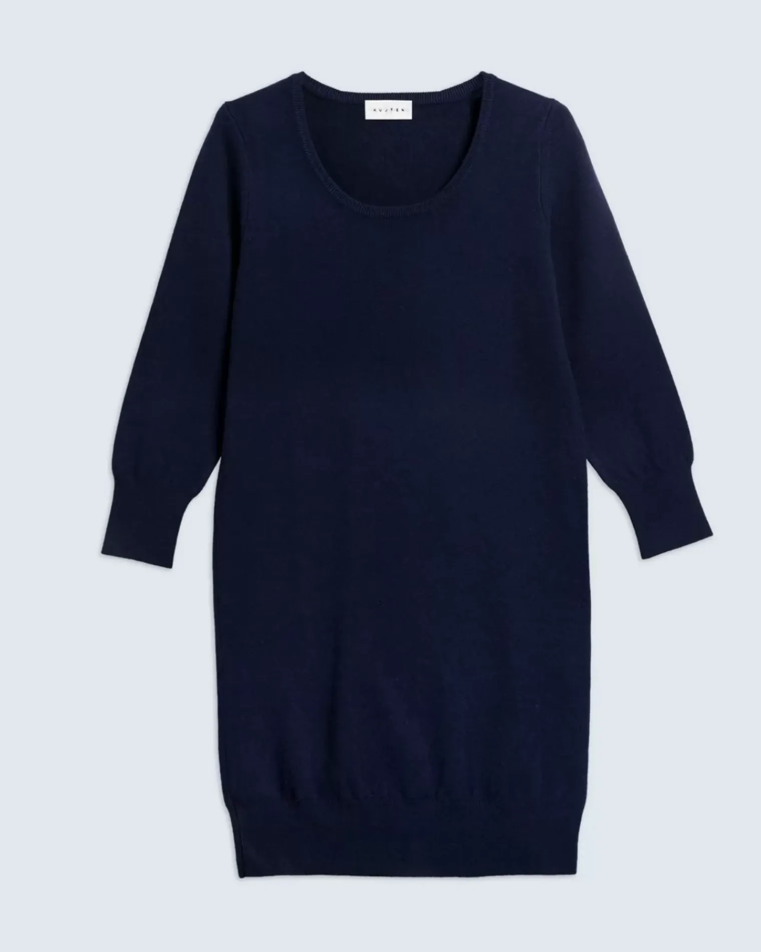 Kujten Dresses & Skirts>Women Round Neck Cashmere Dress Bleu Marine