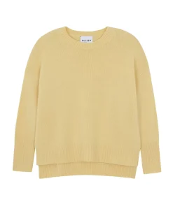 Kujten Sweaters & Sweatshirts>Women Round Neck Cashmere Sweater, 4-Threads Jaune Eggshell