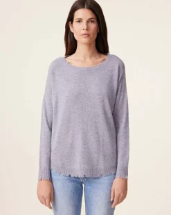 Kujten Sweaters & Sweatshirts>Women Round Neck Cashmere Sweater, 2-Threads Gris Chine