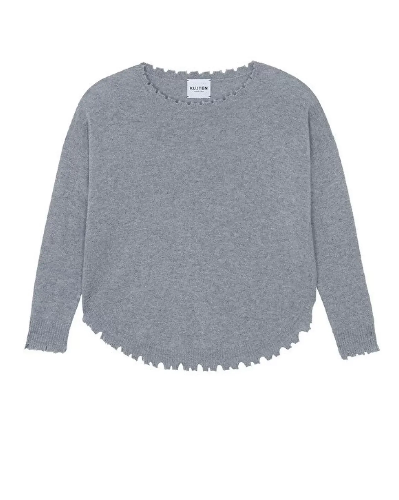 Kujten Sweaters & Sweatshirts>Women Round Neck Cashmere Sweater, 2-Threads Gris Chine