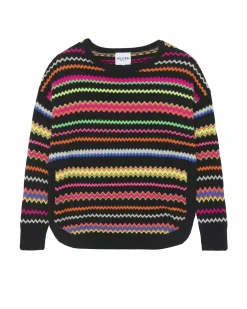 Kujten Sweaters & Sweatshirts>Women Round Neck Cashmere Sweater, 2-Threads Noir
