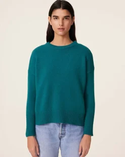 Kujten Sweaters & Sweatshirts>Women Round Neck Cashmere Sweater, 4-Threads Vert Perroquet