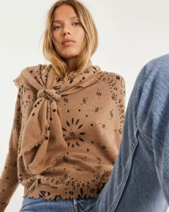 Kujten Sweaters & Sweatshirts>Women Round Neck Cashmere Sweater Camelo