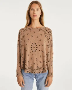 Kujten Sweaters & Sweatshirts>Women Round Neck Cashmere Sweater Camelo