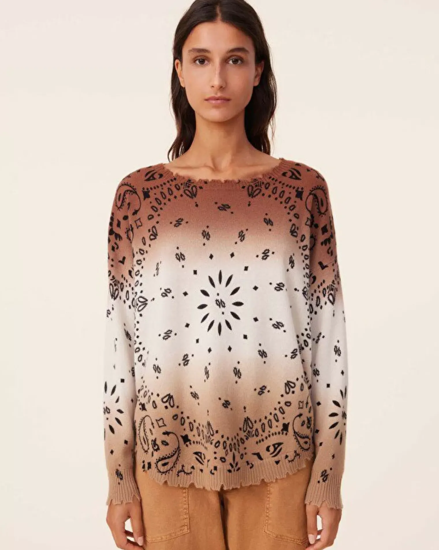 Kujten Sweaters & Sweatshirts>Women Round Neck Cashmere Sweater, 2-Threads Marron Epice