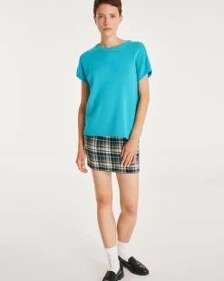 Kujten Sweaters & Sweatshirts>Women Round Neck Cashmere Sweater Bleu Turquoise