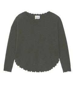 Kujten Sweaters & Sweatshirts>Women Round Neck Cashmere Sweater Kaki Fonce