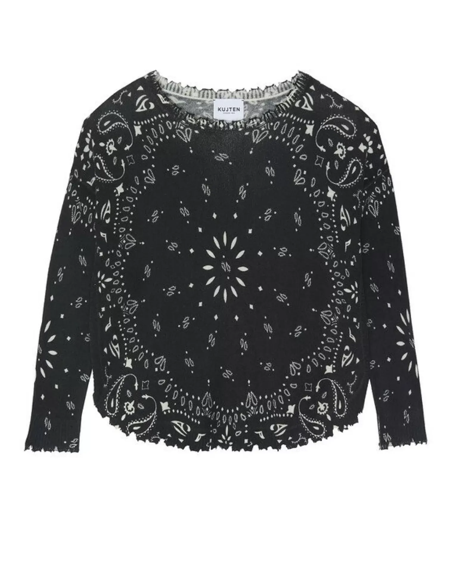 Kujten Sweaters & Sweatshirts>Women Round Neck Cashmere Sweater, 2-Threads Noir