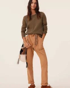 Kujten Sweaters & Sweatshirts>Women Round Neck Cashmere Sweater, 6-Threads Kaki Scout