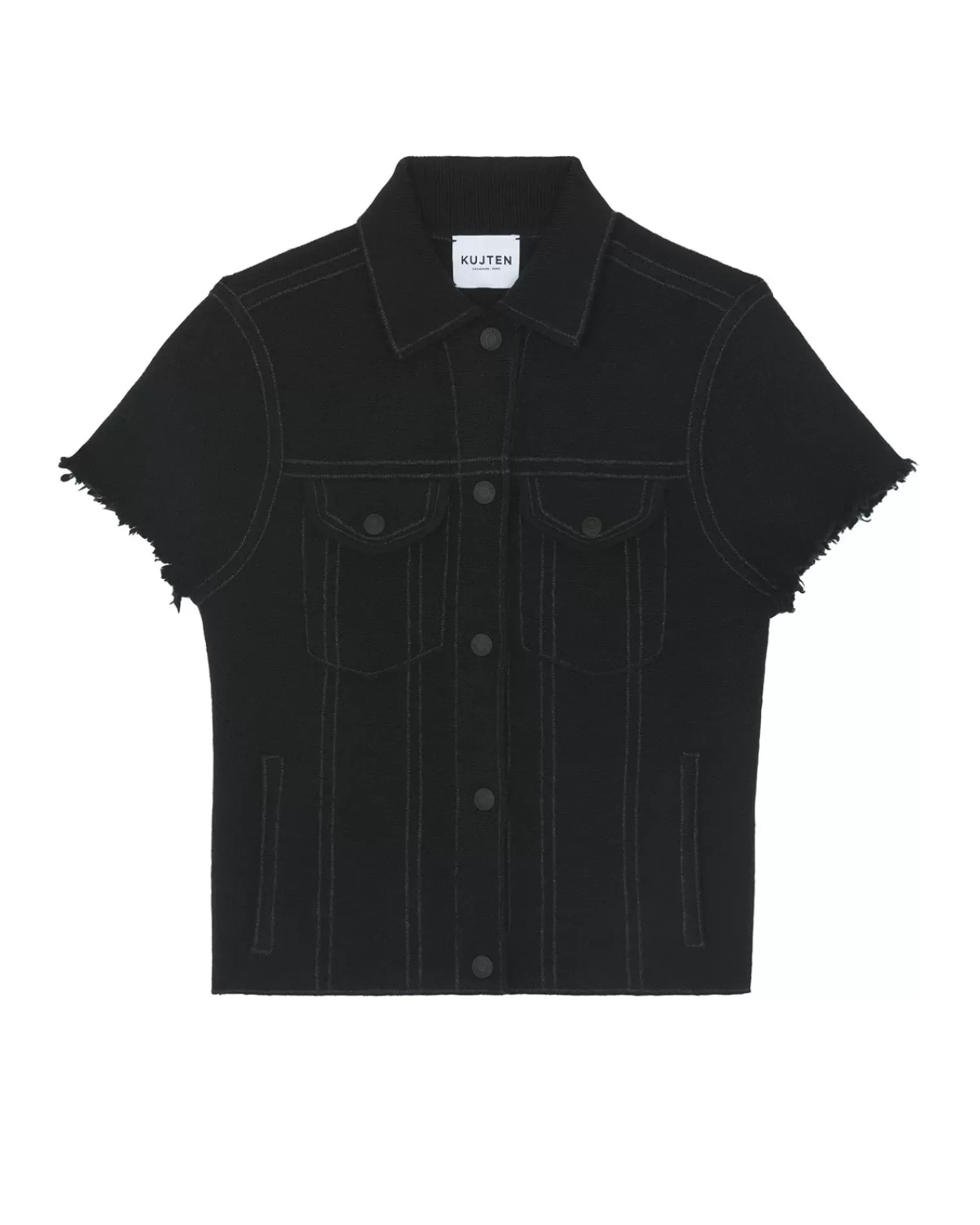 Kujten Jackets & Vests>Women Short Cashmere Jacket, 2-Threads Noir