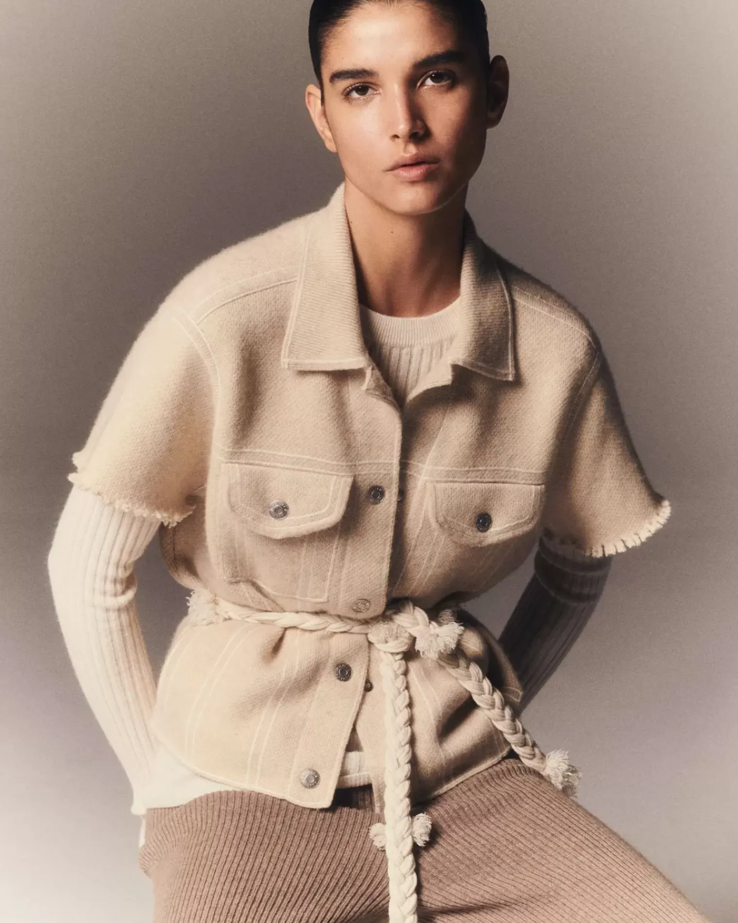 Kujten Jackets & Vests>Women Short Cashmere Jacket, 2-Threads Organique