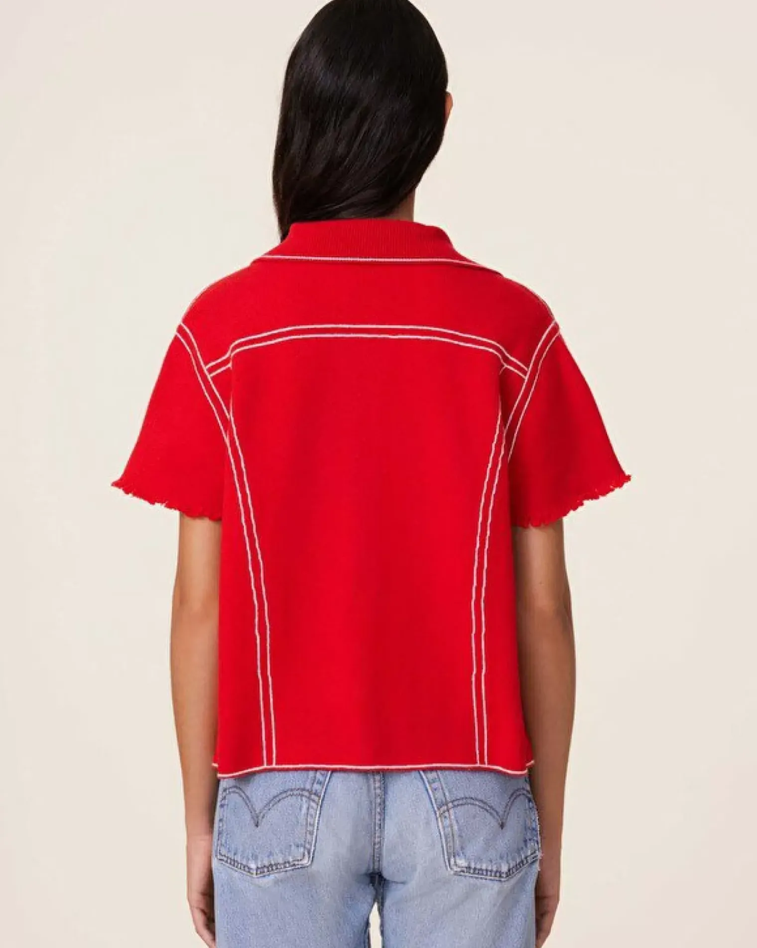 Kujten Jackets & Vests>Women Short Cashmere Jacket, 2-Threads Rouge Tomato
