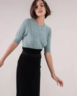 Kujten Sweaters & Sweatshirts>Women Short Sleeves Cashmere Sweater Vert Suzanne