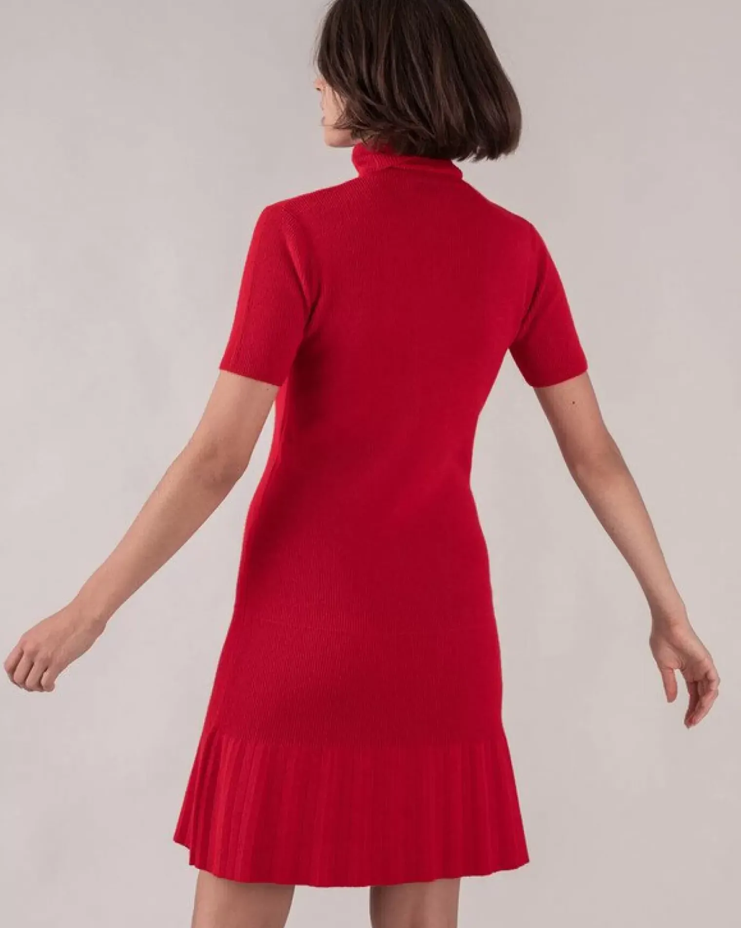 Kujten Dresses & Skirts>Women Short Sleeves Cashmere Dress Rouge