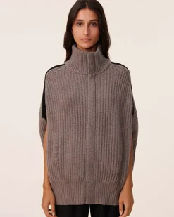 Kujten Jackets & Vests>Women Sleeveless Cashmere Zipped Jacket, 10-Threads Gris Granit