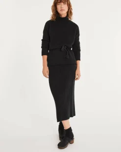 Kujten Dresses & Skirts>Women Straight Cashmere Long Skirt Noir