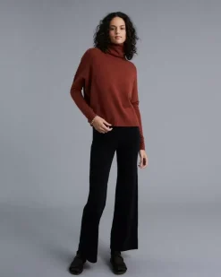 Kujten Sweaters & Sweatshirts>Women Turtleneck Cashmere Sweater Bordeaux Sienne