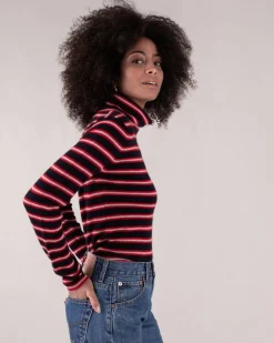 Kujten Sweaters & Sweatshirts>Women Turtleneck Cashmere Sweater Bleu Marine Fonce
