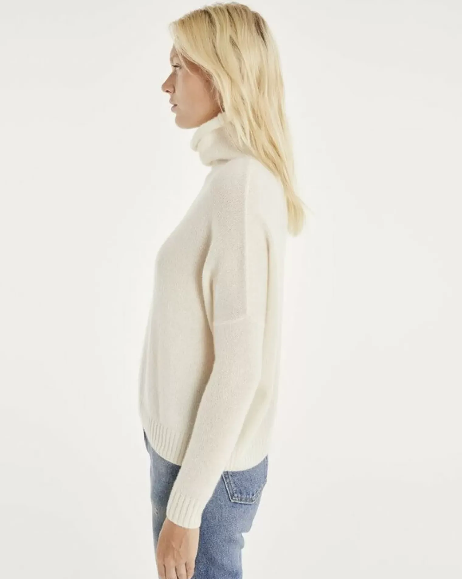 Kujten Sweaters & Sweatshirts>Women Turtleneck Cashmere Sweater Blanc