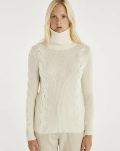 Kujten Sweaters & Sweatshirts>Women Turtleneck Cashmere Sweater Blanc