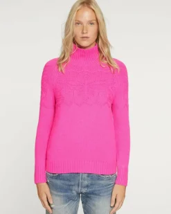Kujten Sweaters & Sweatshirts>Women Turtleneck Cashmere Sweater Rose Neon
