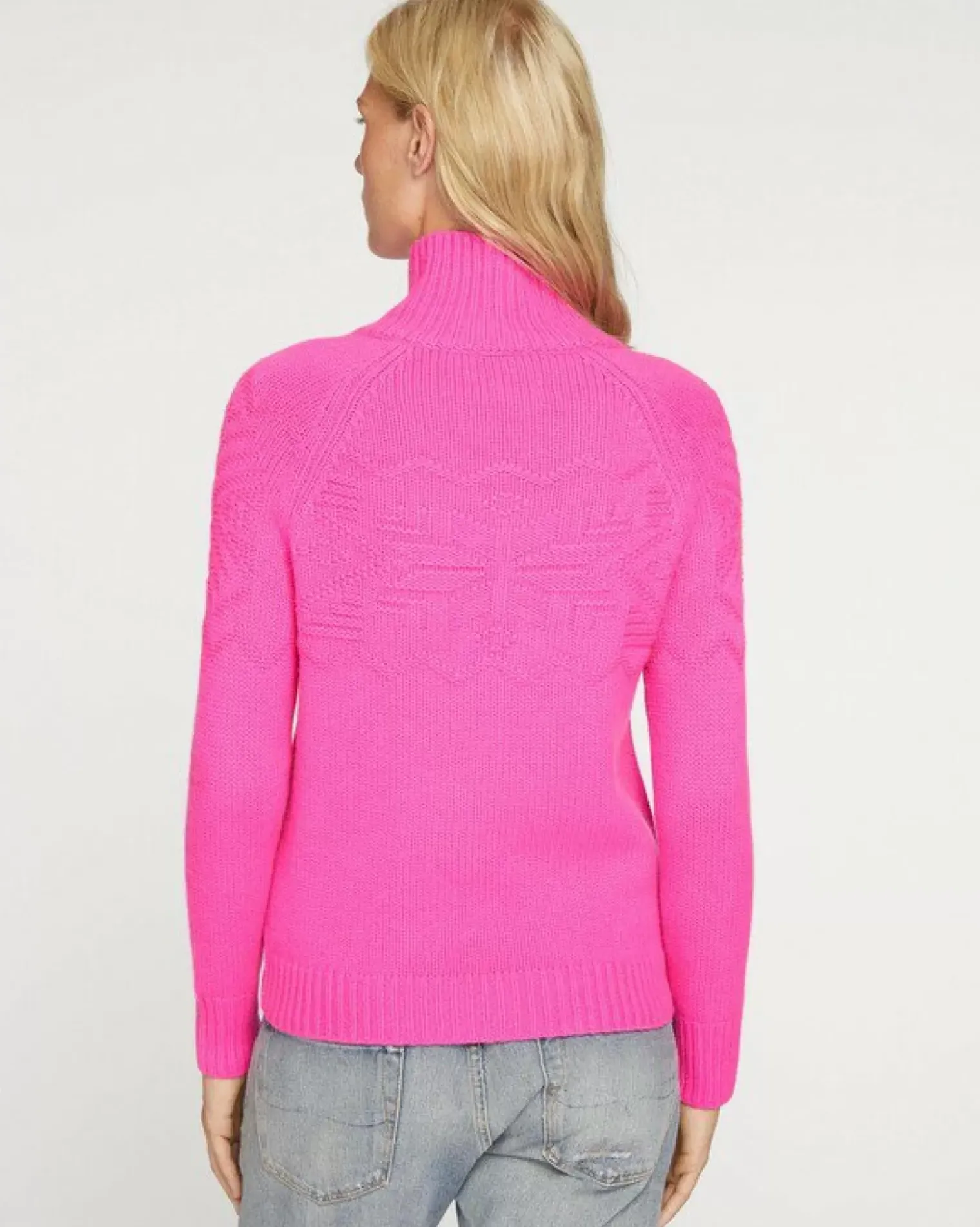 Kujten Sweaters & Sweatshirts>Women Turtleneck Cashmere Sweater Rose Neon