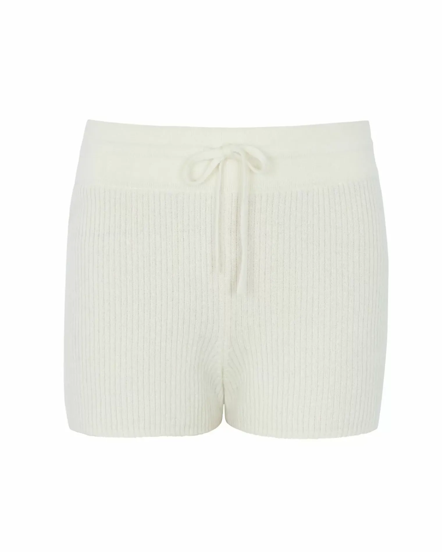 Kujten Pants & Shorts>Women'S Cashmere Ribbed Shorts Blanc