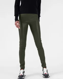 Kujten Joggings & Leggings>Women'S Leather Leggings Kaki Fonce