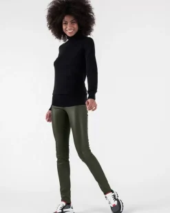 Kujten Joggings & Leggings>Women'S Leather Leggings Kaki Fonce