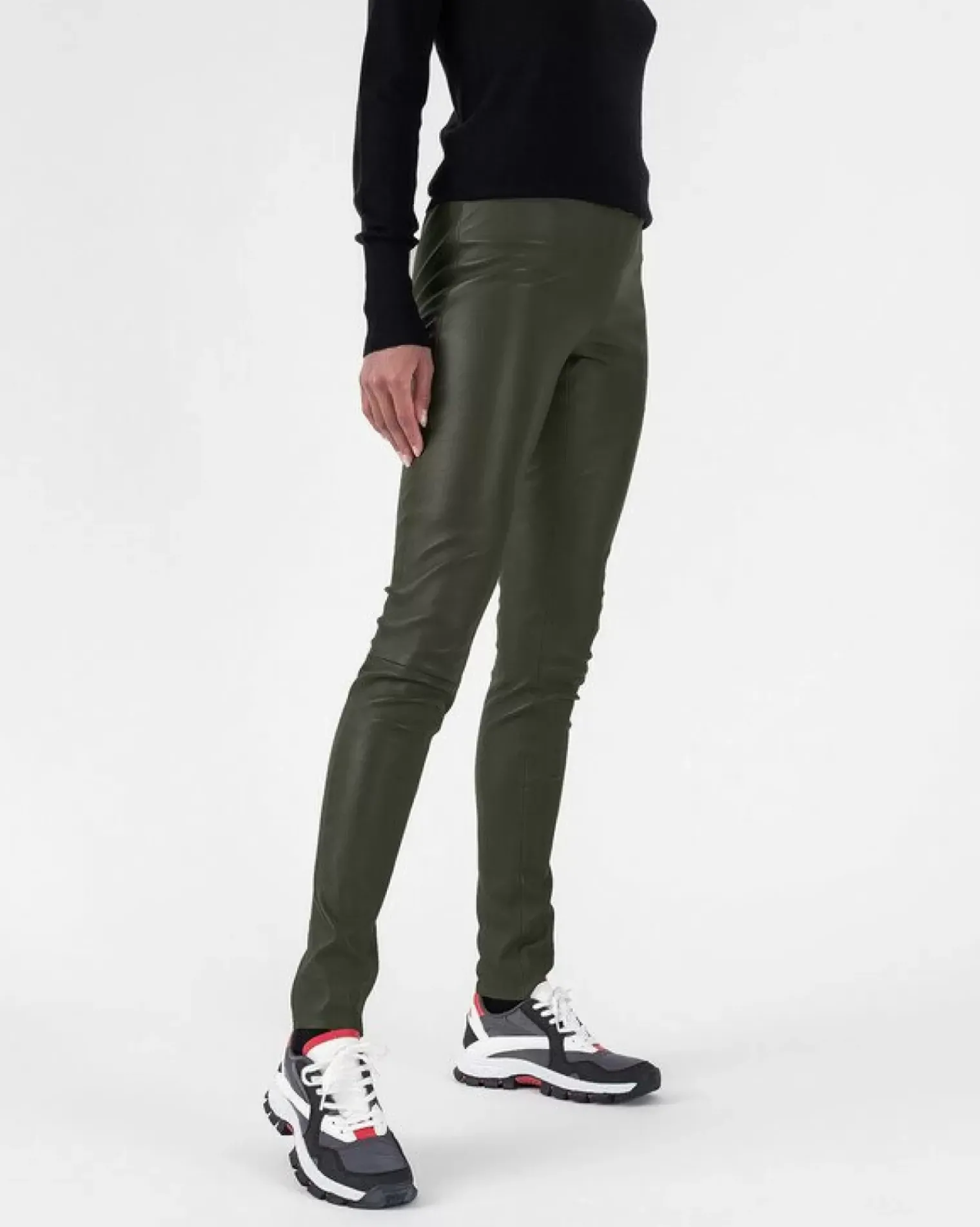 Kujten Joggings & Leggings>Women'S Leather Leggings Kaki Fonce