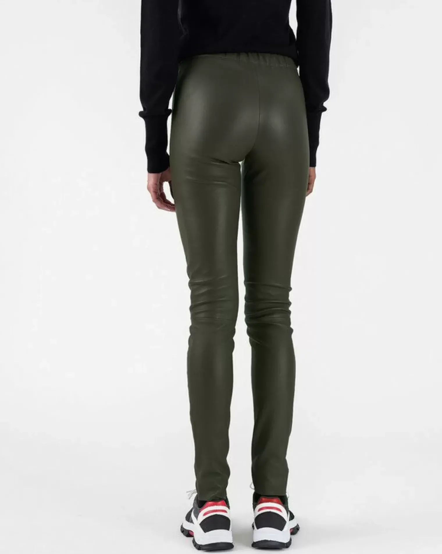 Kujten Joggings & Leggings>Women'S Leather Leggings Kaki Fonce