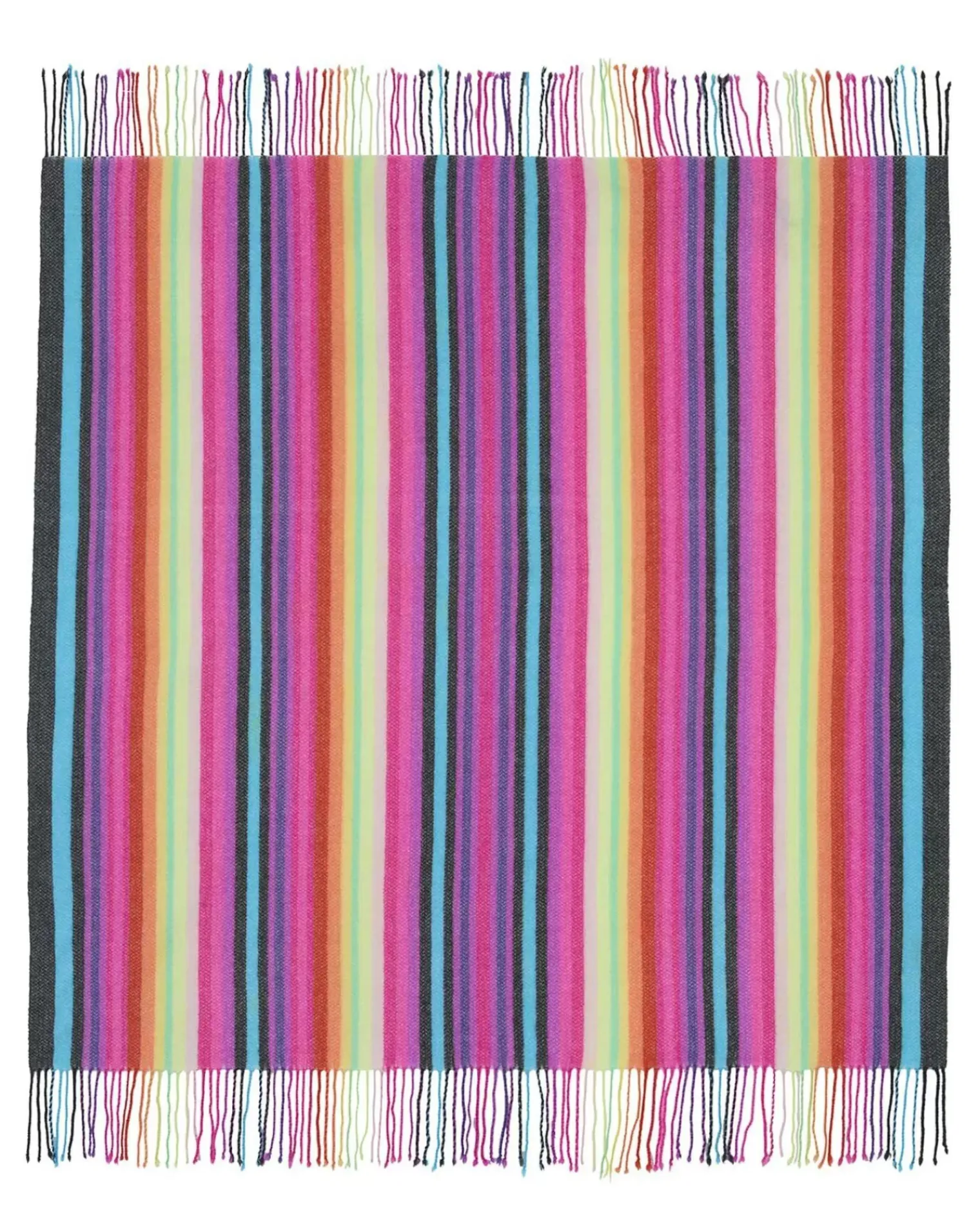 Kujten Scarves & Snoods>Woven Cashmere Fringed Shawl Multicolore