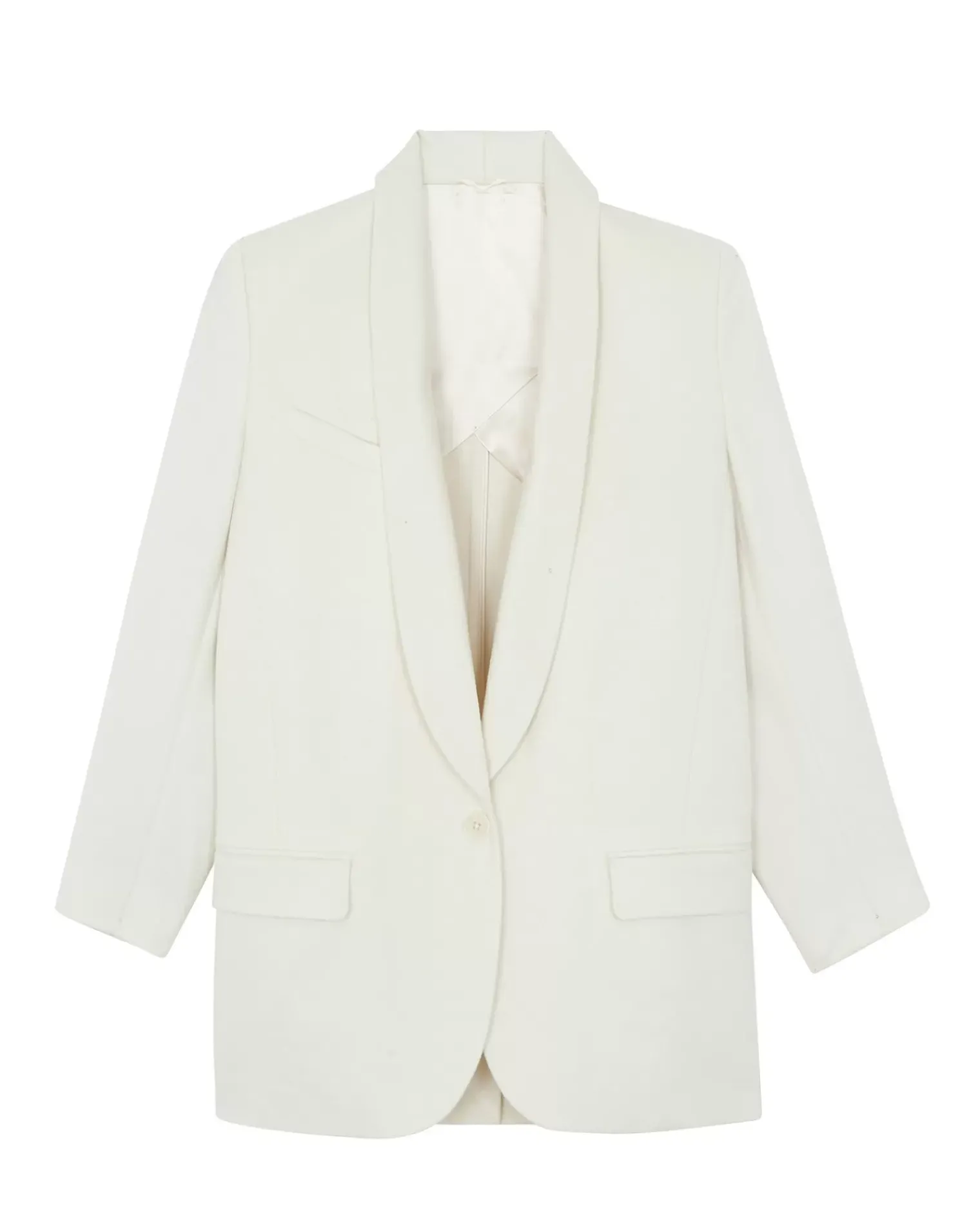 Kujten Jackets & Vests>Woven Cashmere Shawl Collar Jacket Blanc