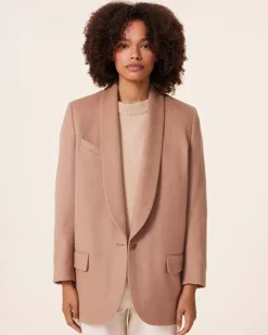 Kujten Jackets & Vests>Woven Cashmere Shawl Collar Jacket Camelo