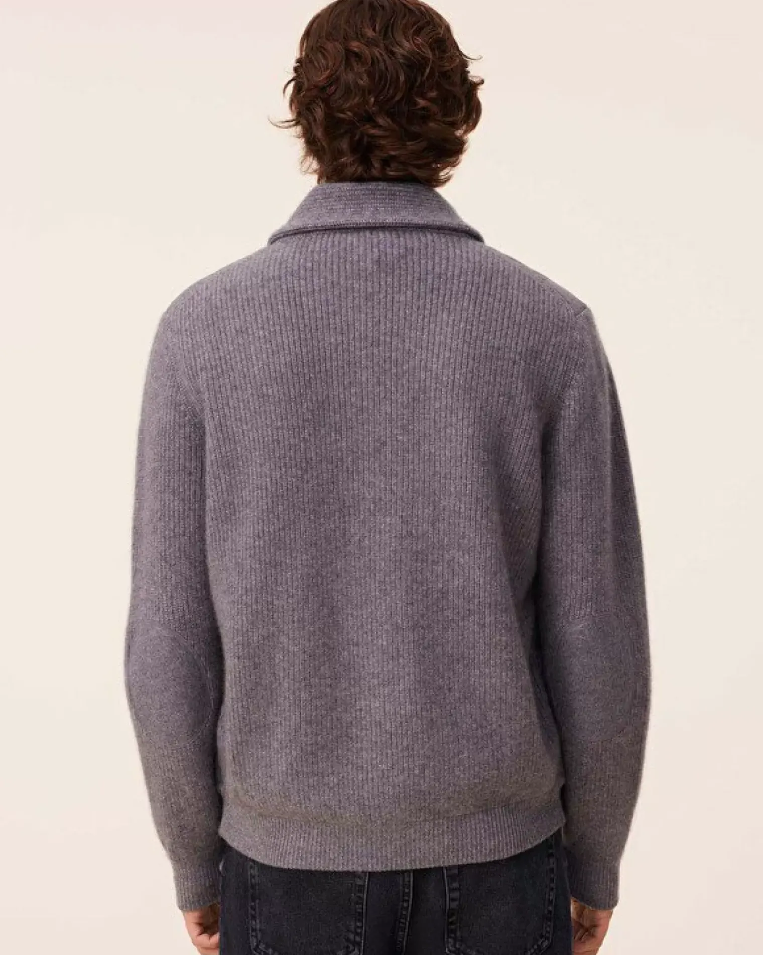Kujten Jackets & Vests>Woven Shawl Neck Cashmere Jacket Gris Flanelle