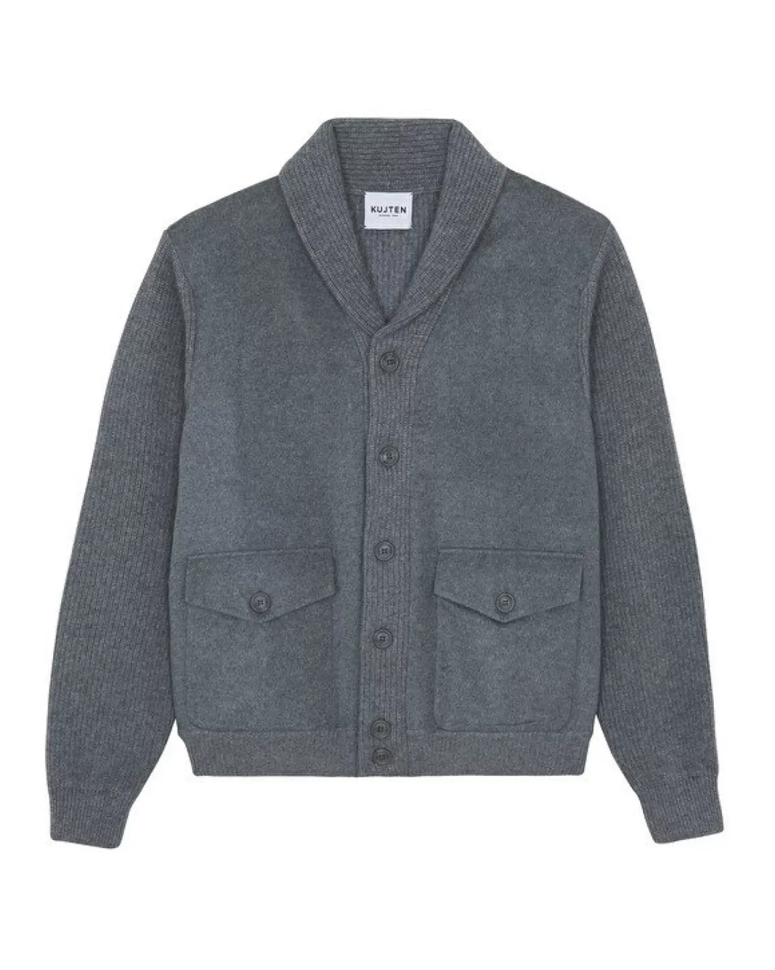 Kujten Jackets & Vests>Woven Shawl Neck Cashmere Jacket Gris Flanelle