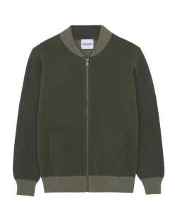 Kujten Jackets & Vests>Zipped Cashmere Jacket, 2-Threads Kaki Fonce