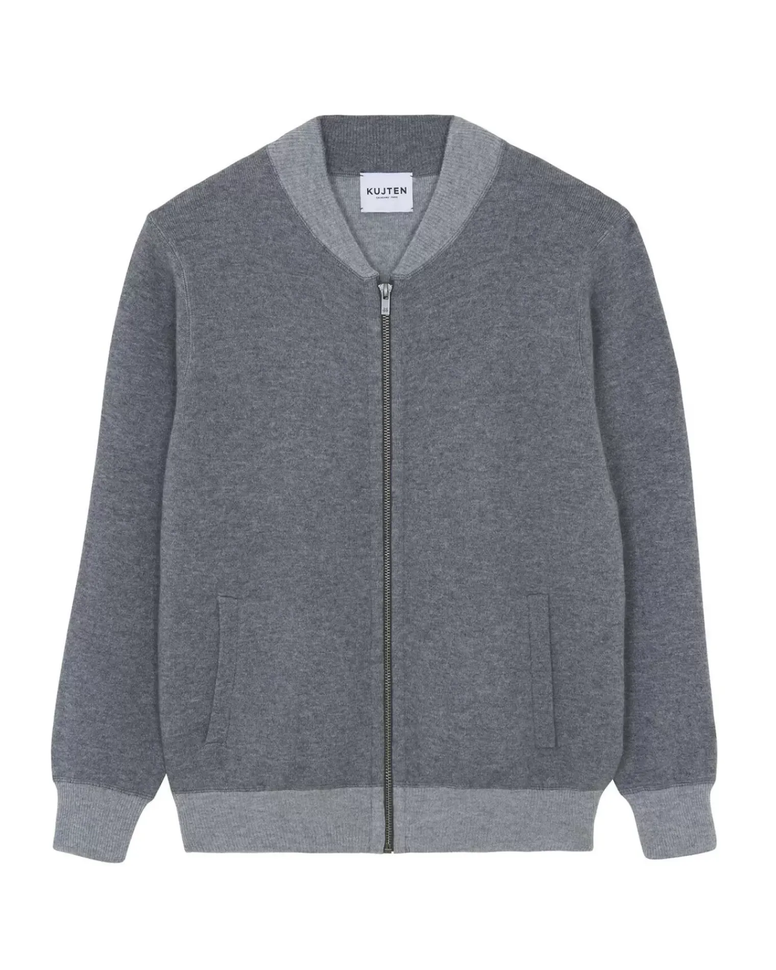 Kujten Jackets & Vests>Zipped Cashmere Jacket, 2-Threads Gris Flanelle