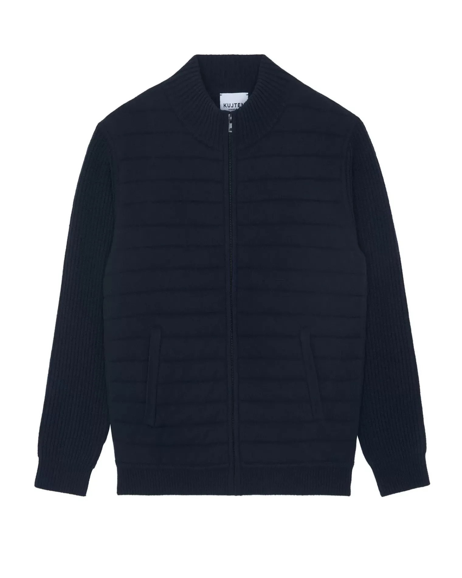 Kujten Jackets & Vests>Zipped Quilted Cashmere Jacket, 6-Threads Bleu Marine Fonce