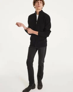 Kujten Jackets & Vests>Zipped Trucker Collar Man Cashmere Vest Noir