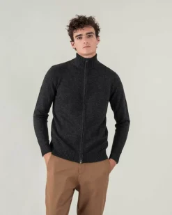 Kujten Jackets & Vests>Zipped Trucker Collar Man Cashmere Vest Gris Anthracite