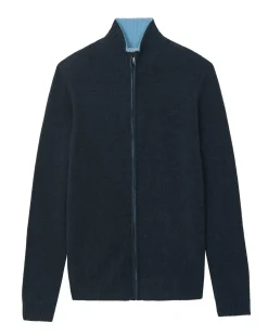 Kujten Jackets & Vests>Zipped Trucker Neckb Cashmere Cardigan Ocean